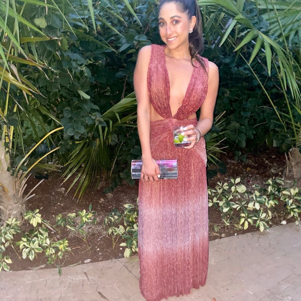 Patbo lurex ombré pink dress